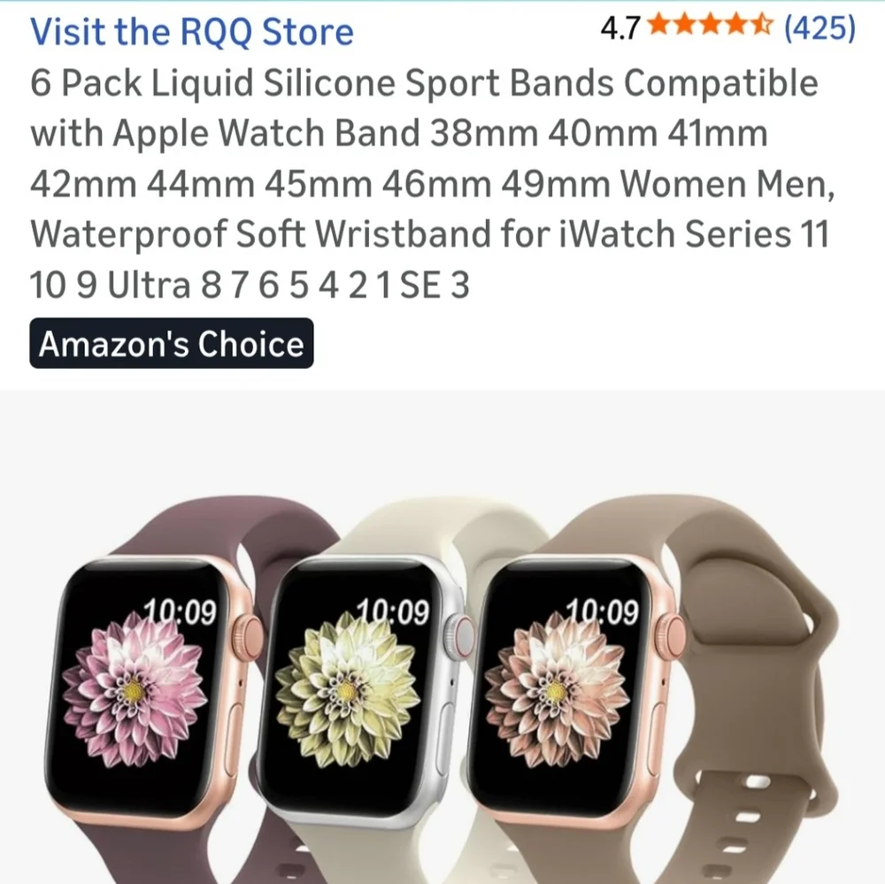 Silicone Sport Bands for Apple Watch - Black, White, Brown